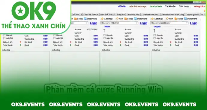 Giao diện của phần mềm Running Win hack bóng đá ảo uy tín